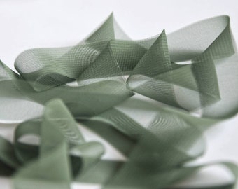 DRIED SAGE - Chiffon Ribbon perfect for bridal bouquets, invitations and wedding decor