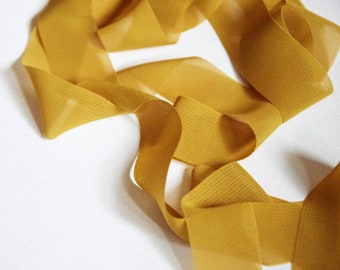 MUSTARD - Chiffon Ribbon perfect for bridal bouquets, invitations and wedding decor