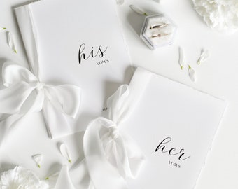 WHITE VOW BOOKS set with bow ribbons, His&Hers vows, Personalised elegant simple booklets, Minimalistic wedding, Custom marriage vows