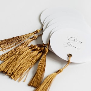 Circular Wedding PLACE CARDS With TASSEL, Personalised Fringed Circle ...