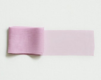 LILAC - Silky chiffon RIBBON perfect for bride bouquets and flowers, Lavender shade, Muted violet colour, Mauve, Heather, Pale purple