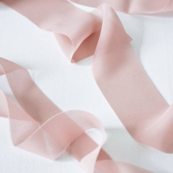 DUSTY ROSE - Chiffon Ribbon perfect for bridal bouquets, invitations and wedding decor