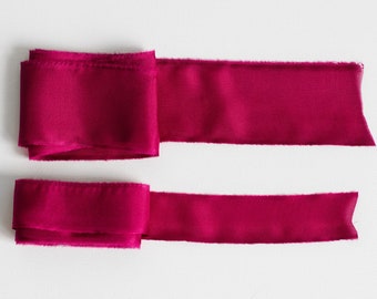 FUCHSIA PINK - Silk Habotai RIBBON perfect for bridal bouquet and wedding stationery, Colourful summer wedding, Cerise, Magenta, Amaranth