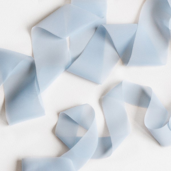 BABY BLUE - Chiffon Ribbon perfect for bridal bouquets, invitations and wedding decor