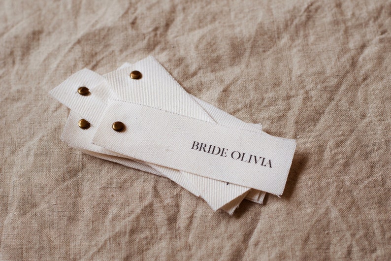 FABRIC place cards printed on NATURAL COTTON material, Personalised textile place name tag, Cloth place settings, Minimal and simple wedding image 3