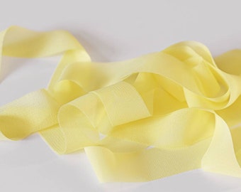 YELLOW LEMON - Chiffon Ribbon perfect for bridal bouquets, invitations and wedding decor