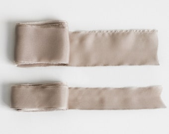 MOCHA LIGHT - Silk Habotai Ribbon perfect for bridal bouquets, invitations and wedding style