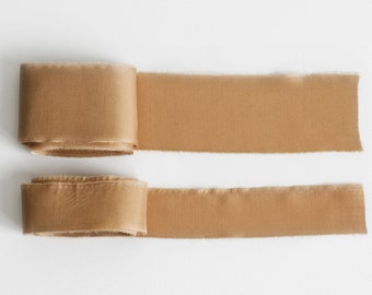 TOFFEE - Silk Habotai Ribbon perfect for bridal bouquets, invitations and wedding style