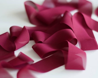 MULBERRY - Chiffon RIBBON perfect for bridal bouquet, flowers and wedding stationery, Summer wedding, Cerise, Bright pink, Magenta, Amaranth