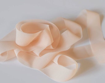 PASTEL PEACH - Chiffon RIBBON perfect for bridal bouquets and flowers, Nectarine, Apricot shade, Light orange, Melon colour, Pale coral