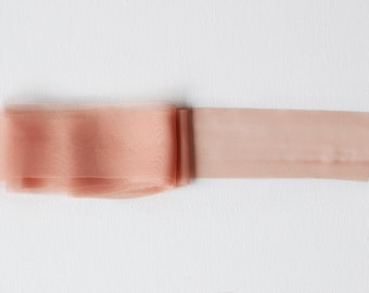 PEACH BLOSSOM - Silky chiffon RIBBON perfect for bridal bouquets and flowers, Apricot wedding, Nectarine, Light orange, Melon, Pale coral