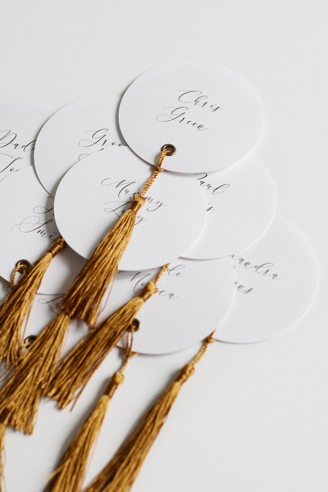 Circular Wedding Place Cards With Tassel Luxury PLACE NAMES | Etsy UK