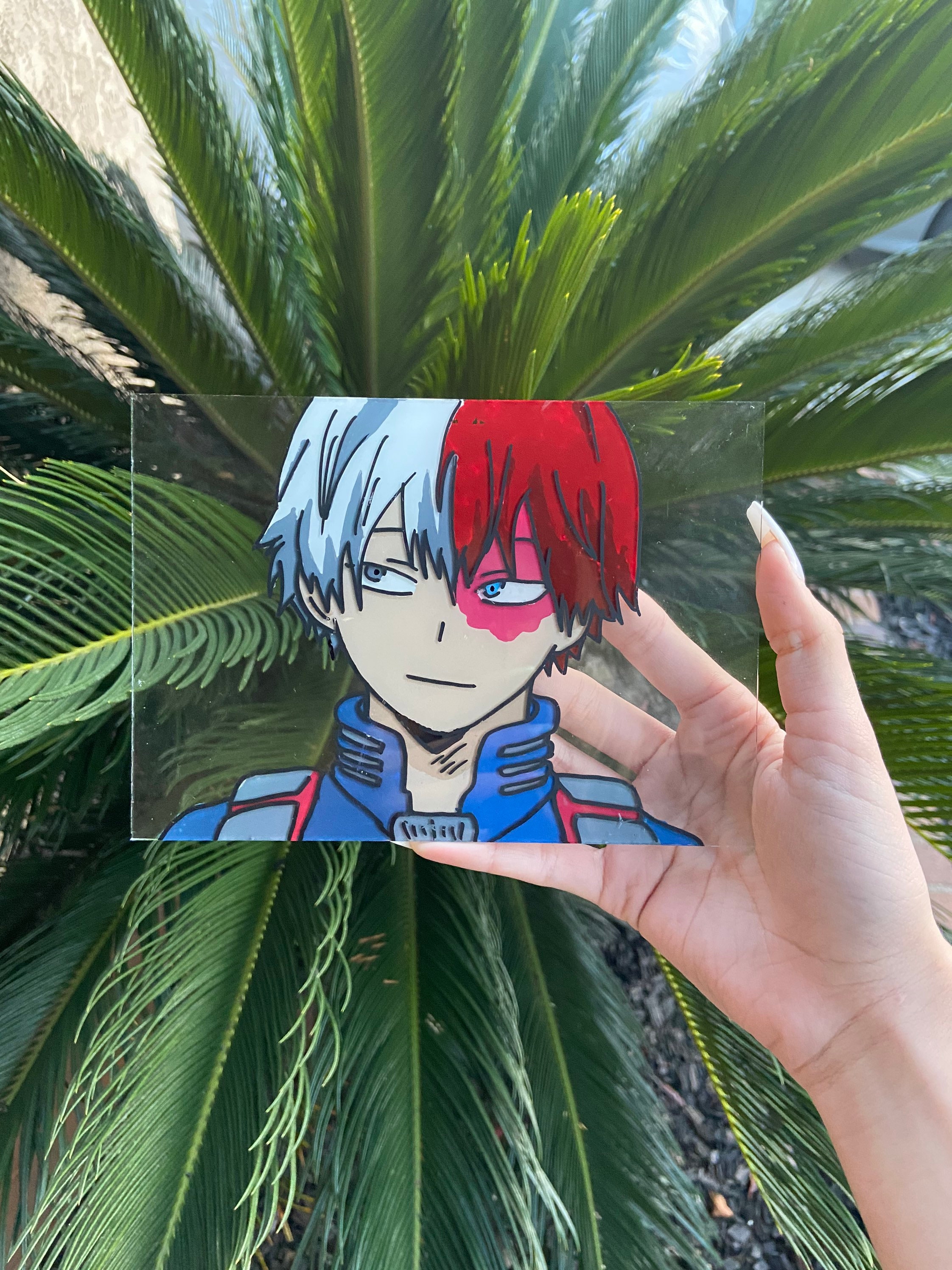 Anime glass painting shoto todoroki | Etsy