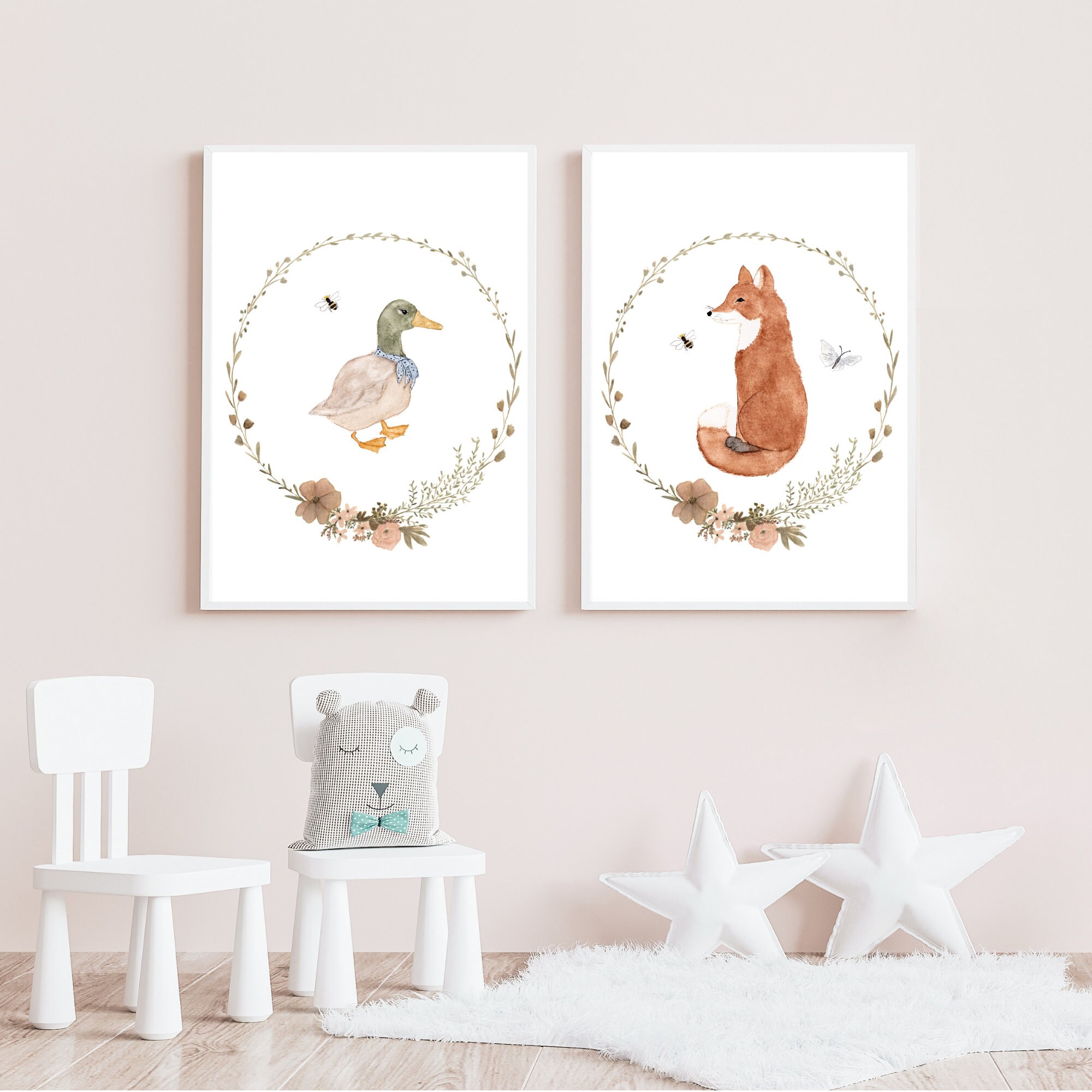 Fox Nursery Printable Artwork, Baby Animals, Boy's Print, Boho Decor ...
