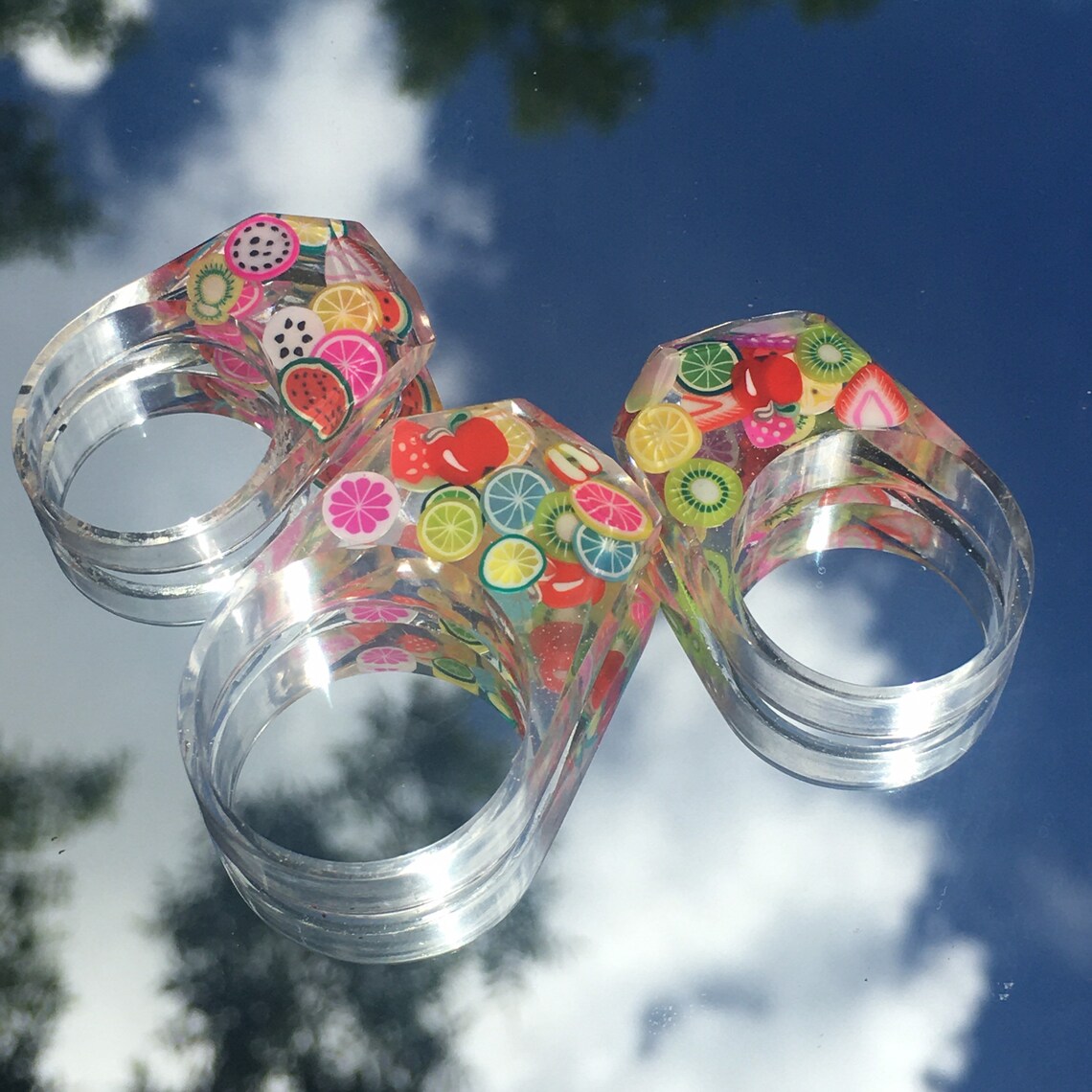 Fruit salad rings resin rings colorful rings fruit rings Etsy