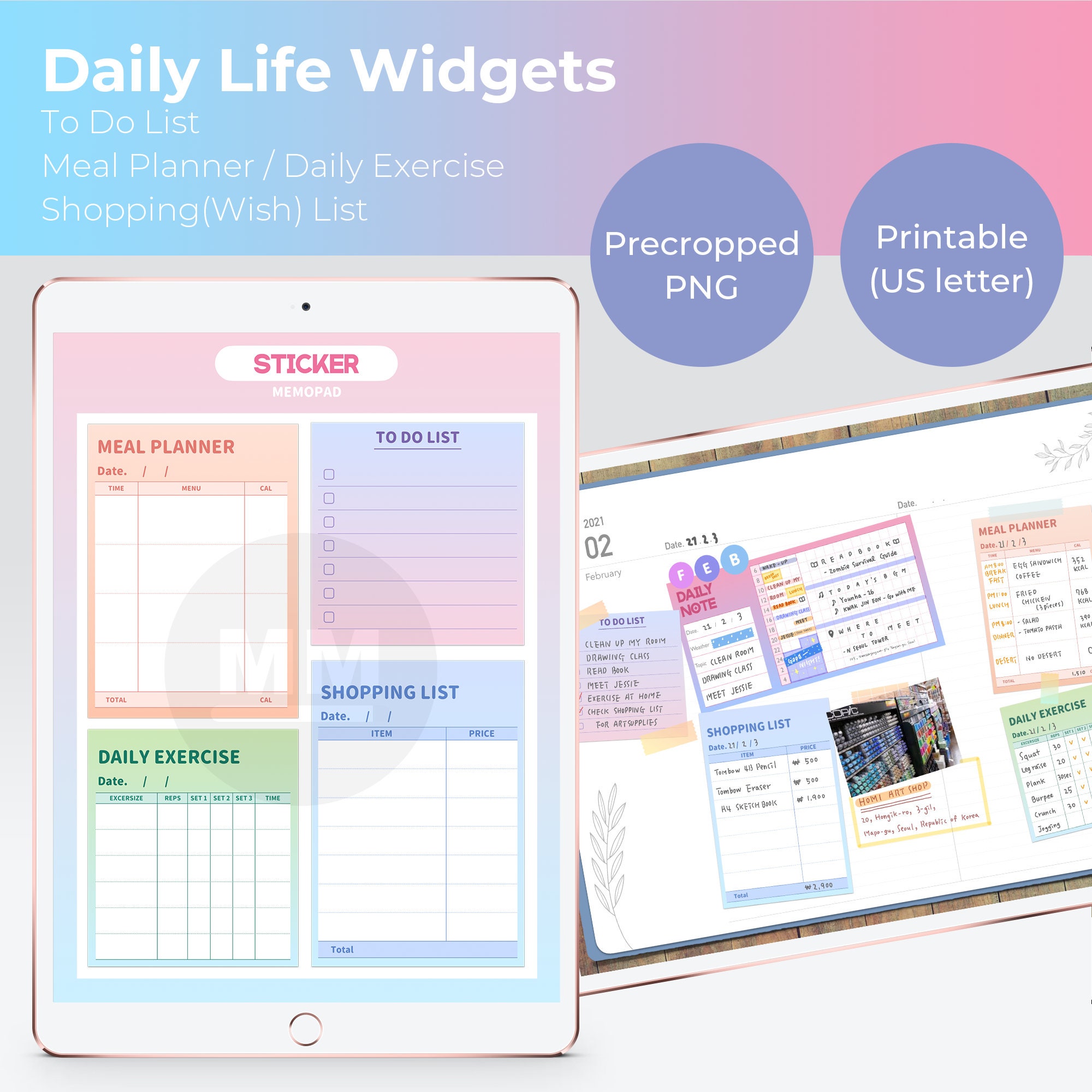 Digital Planner Starter Pack 2 Daily Life Widget and Sticky Etsy