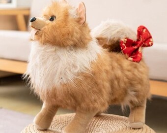 Plush Toys Simulated Pomeranian Dog Toy Animal Model Cute Pomeranian Realistic Plush Toy Gift Pet Toy Decoration GZH Toys GZH168