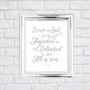 Psalm 34:4 Taupe Text Color Instant Download PNG, 8x10, Digital Print Scripture Wall Art/Home Decor