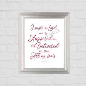 Psalm 34:4 Instant Download PNG, 8x10, Digital Print Scripture Wall Art