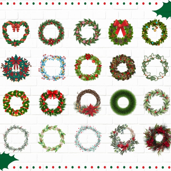 Christmas Wreath PNG / Christmas Clip-Art / Winter / Cricut / Sublimation / 300 DPI (See Bulk Discounts)