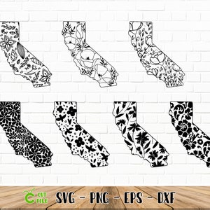 California Floral Outline SVG / Floral Outline / Cricut Design / Png / Dxf / Eps / Cricut / Vector / 300 Dpi (Voir Réductions en vrac)