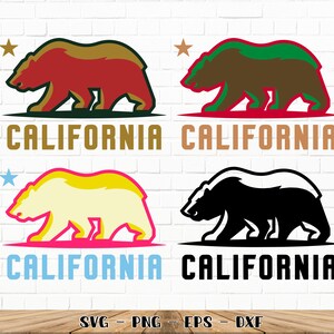 California Bear SVG / State Flag / Cricut Design / Png / Dxf / Eps / Cricut / Vector / 300 Dpi (Voir remises en vrac)