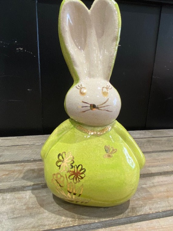 Lapin de Pâques Capucine en Céramique Verte