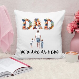 Spun Polyester Square Pillow, gift for dad, dad you are my hero, dad you are my hero, gift for dad, surprise gift, cushion for dad