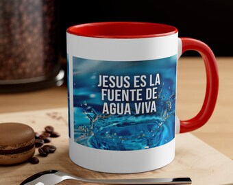 Accent Coffee Mug, 11oz, christian mug, gift mug, jesus is the source of life, gif for dad, gif for mom, surprise mug