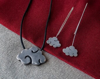 Cloud Set, Boucles d’oreilles et Pendentif, Fait à la main en argent 925