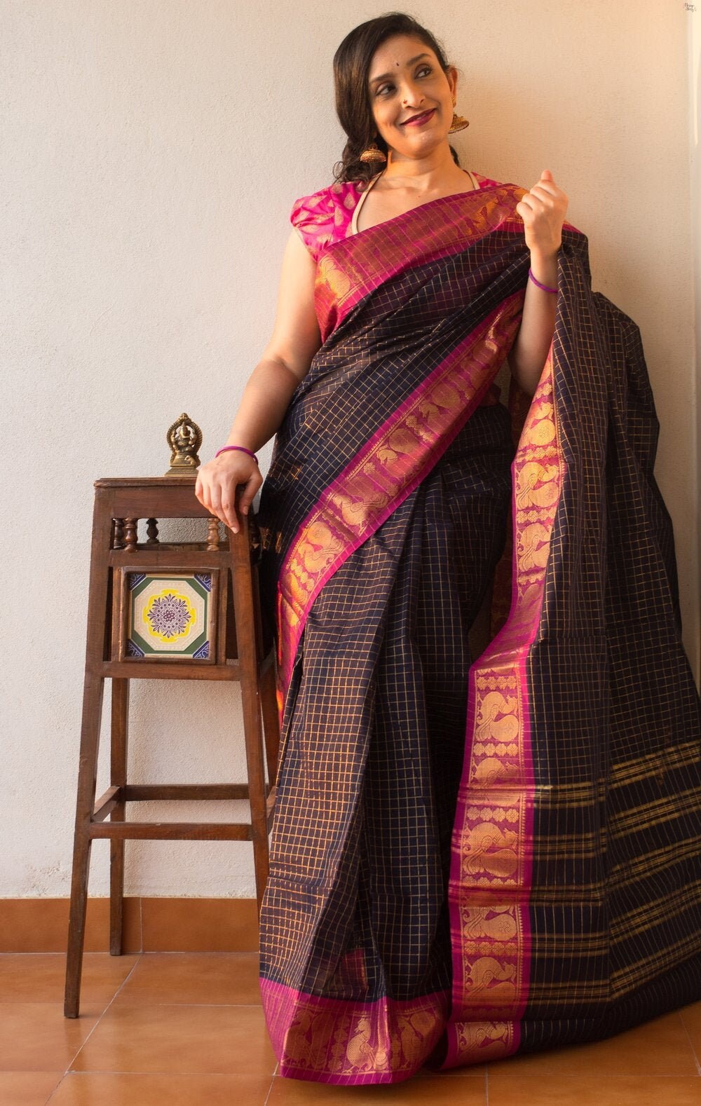 Indian Handloom Saree With Kandangi 