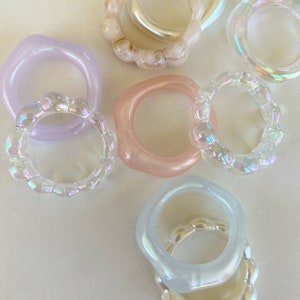 Acrylic Ring / Resin Ring / Clear Ring / Pearl Ring / Stack Skinny Ring Minimalist