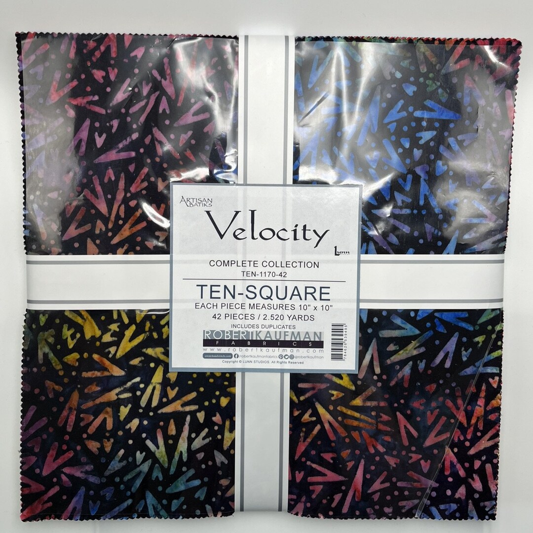 Velocity Rainbow Geometric Batik by Robert Kaufman in 10 Inch Precut ...