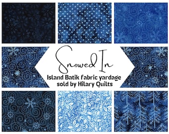 Snowed In Blue Winter Batik Fabric - Island Batik Hand-Dyed Cotton