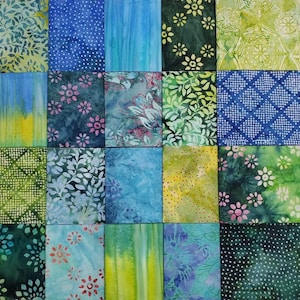 20 Fat Quarters - Awaken Boundless batik fat quarter assortment of blues and greens (package of 20)