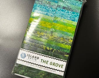The Grove Forest Green 2 1/2 inch Precut Batik Fabric Strips (40 pieces) - Island Batik Hand-Dyed Cotton