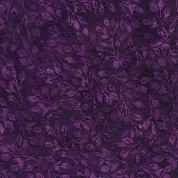 Romance Garden Leafy Purple Batik Fabric - Island Batik Hand-Dyed Cotton