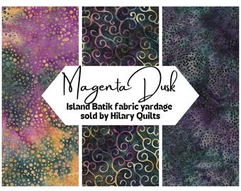 Magenta Dusk Dark Purple Batik Fabric - Island Batik Hand-Dyed Cotton