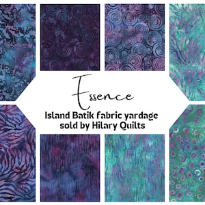Essence Jungle Dark Blue and Purple Batik Fabric - Island Batik Hand-Dyed Cotton