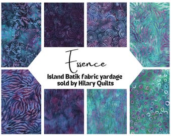 Essence Jungle Dark Blue and Purple Batik Fabric - Island Batik Hand-Dyed Cotton
