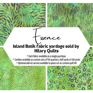 Essence jungle lemongrass green batik fabric by Island Batik in 4 varieties sold by the yard or half yard