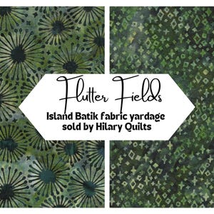 Flutter Fields Dark Green Batik Fabric - Island Batik Hand-Dyed Cotton