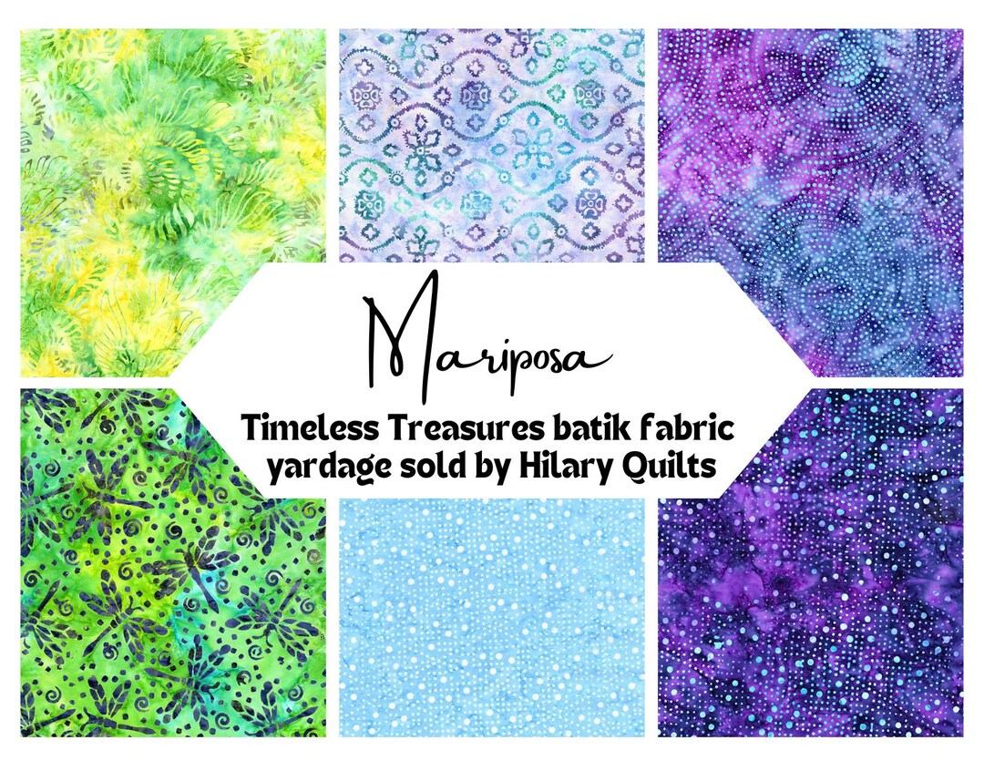 Mariposa With Purple Dragonflies Batik Fabric - Timeless Treasures Hand ...