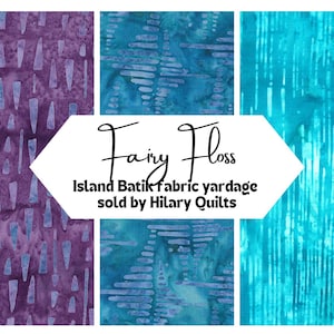 Fairy Floss Purple and Sky Blue Modern Batik Fabric - Island Batik Hand-Dyed Cotton