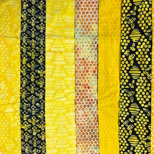 Honeybee honeycomb Beehive Buzz half yard batik fabric set by Kathy Engle and Island Batik (package of 8)