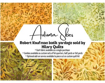 Autumn Skies gold and brown Robert Kaufman batik fabric in 4 varieties sold by the yard or half yard