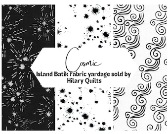 Cosmic Black and White Batik Fabric - Island Batik Hand-Dyed Cotton