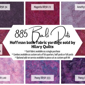 Purple and pink 885 Bali Dot batik fabric by Hoffman, in 7 varieties, sold by the yard or half yard