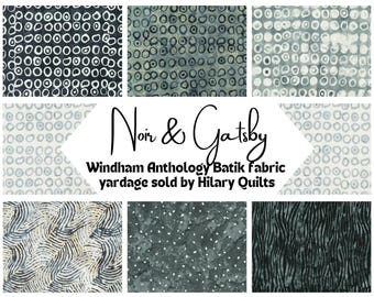 Black and Grey Noir and Gatsby Batik Fabric - Windham Anthology Batiks Hand-Dyed Cotton