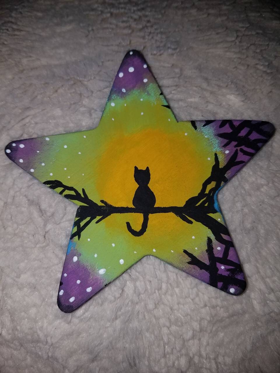 Estrella de madera pintada a mano decoración de pared o | Etsy